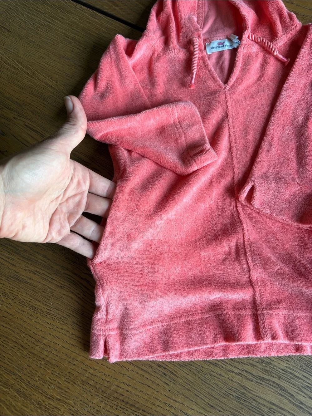 Vineyard Vines Coral Hooded V‑Neck Terry Pullover - kids 3T